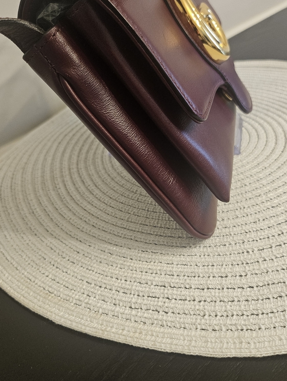 Gucci Arli Shoulder Bag Burgundy Leather Large GG Logo - Picture 9 of 14